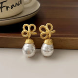 Metal Pearl Earrings European American Style Stud Earrings