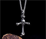 Skull Cross Anchor Pendant Necklace Stainless Steel Men Gift