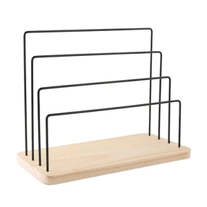 Metal Jewelry Display Rack with Wood Base Earring Card Holder