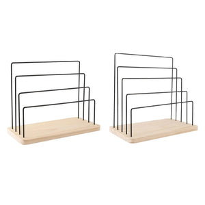 Metal Jewelry Display Rack with Wood Base Earring Card Holder