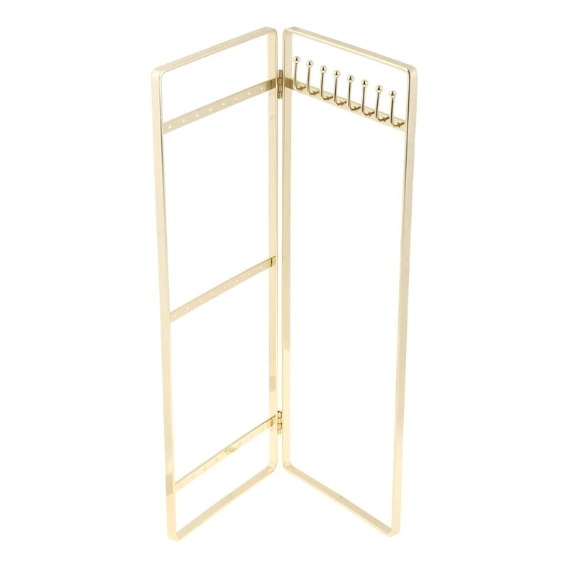 Gold Metal Jewelry Holder Foldable Portable Display Rack