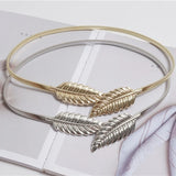 Metal Leaf Pair Buckle Women's Waist Chain Elastic Spring Thin Belt