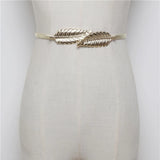 Metal Leaf Pair Buckle Women's Waist Chain Elastic Spring Thin Belt