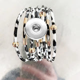 Metal Leopard Magnet Buckle Leather Bracelet Beaded Brass Bracelet
