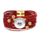 Metal Leopard Magnet Buckle Leather Bracelet Beaded Brass Bracelet