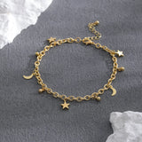 Metal Love Anklet Five-Pointed Star Moon Women's Ankle Gift