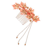 Metal Maple Leaf Hair Combs Pearl Headpieces for Hanfu Dress Party Hair Jewelry