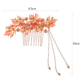 Metal Maple Leaf Hair Combs Pearl Headpieces for Hanfu Dress Party Hair Jewelry