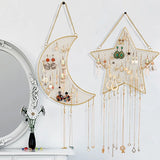 Metal Mesh Wall Hanger with Hooks Star Moon Shape