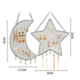 Metal Mesh Wall Hanger with Hooks Star Moon Shape