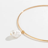Geometric Pearl Pendant Choker Collar Necklace for Women