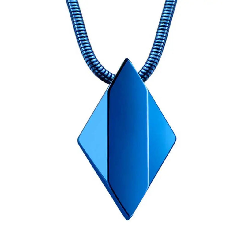 Portable Metal Necklace Electroplate Rhombic Pendant Birthday Gift