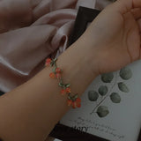 Metal Plant Leaves Blueberry Stone Bracelet Women Jewelry