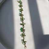 Metal Plant Leaves Blueberry Stone Bracelet Women Jewelry