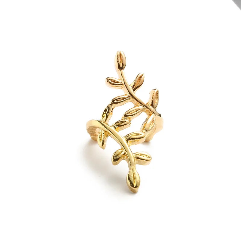 Metal Plant Leaves Clip Earrings for Women