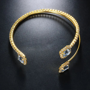 Rhinestone Square Gem Cuff Bracelet Bangle for Women