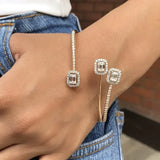 Rhinestone Square Gem Cuff Bracelet Bangle for Women