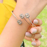 Rhinestone Square Gem Cuff Bracelet Bangle for Women