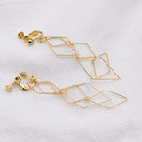 Metal Rhombus Clip On Earrings No Hole Ear Clips Geometry Earrings