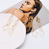 Metal Rhombus Clip On Earrings No Hole Ear Clips Geometry Earrings