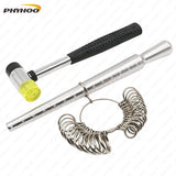 Metal Ring Mandrel Sizer Set with Hammer - Finger Sizing US 0-13