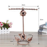 Metal Rose Jewelry Storage Case Necklace Display Bracelet Chain Stand