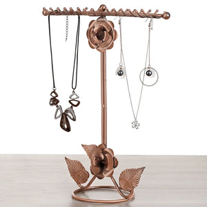 Metal Rose Jewelry Storage Case Necklace Display Bracelet Chain Stand