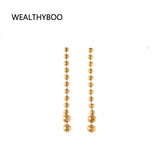 Metal Round Balls Long Earrings Set for Women Beads Dangle Drop