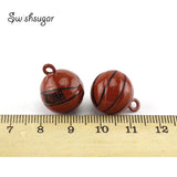 Round Basketball Jingle Bell Charms Pendant Necklace Keychain Bracelet