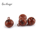Round Basketball Jingle Bell Charms Pendant Necklace Keychain Bracelet