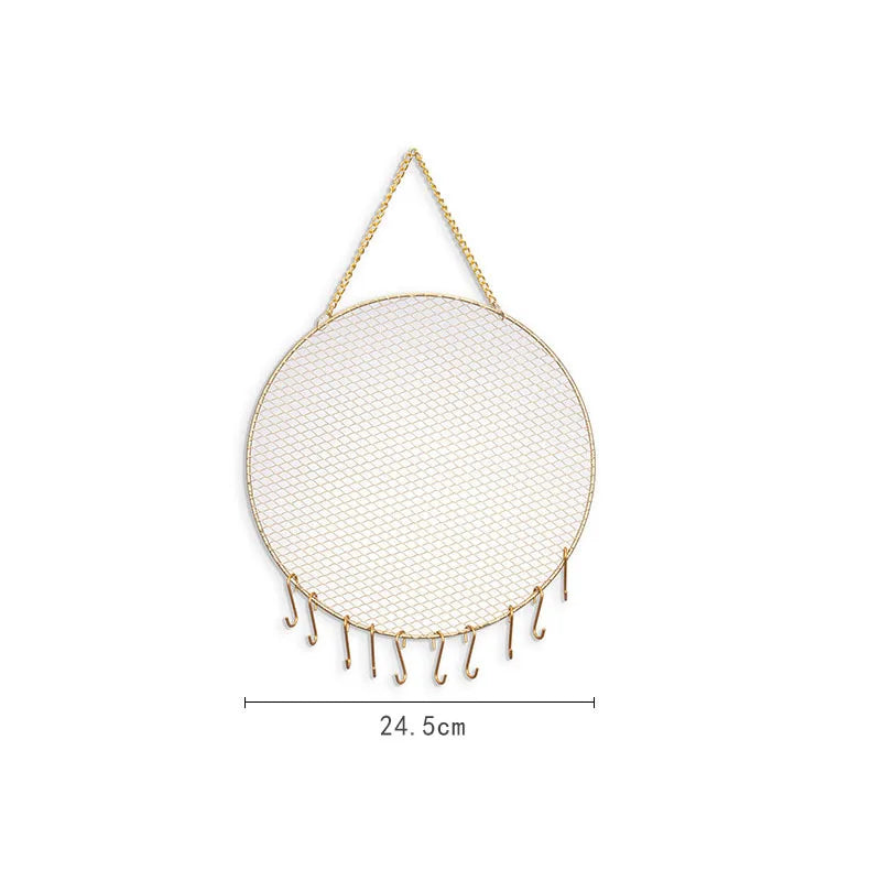 Metal Round Wall Hanging Jewelry Stand