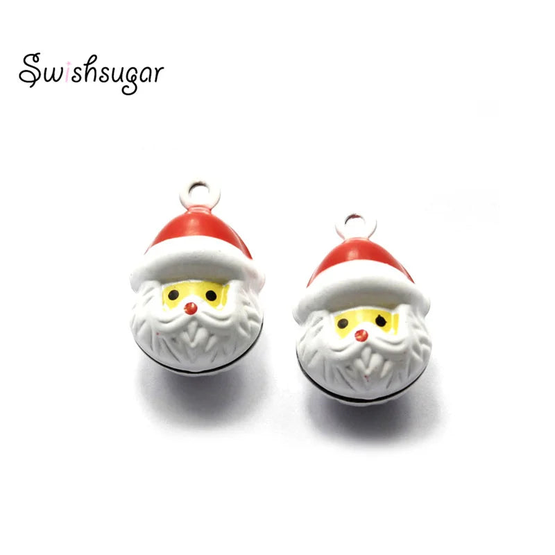 Metal Santa Claus Jingle Bell Charms for Pet Decoration