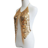 Metal Sequins Tassel Harness Necklace Bra Chain Women Jewelry Bikini Body Chains