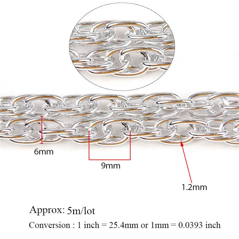 Metal Silver&Rose O Shape Necklace Chains Bulk For DIY Jewelry Making