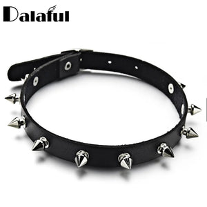 Metal Spike Choker PU Leather Collar Necklace Punk Statement Jewelry