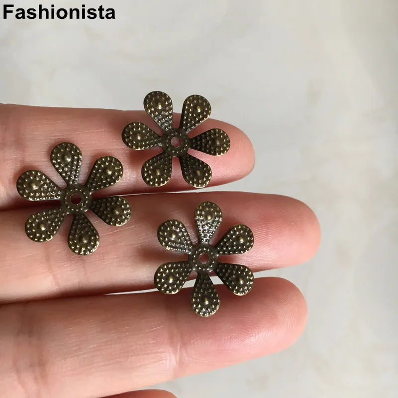 Metal Stamping Crafts 16mm Flower Beads Cap 6 Petal DIY Jewelry -200 pcs