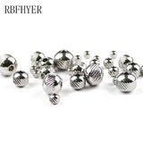 Metal Stripe Round Stainless Steel Spacer Beads 3/4/6/8MM Jewelry Making