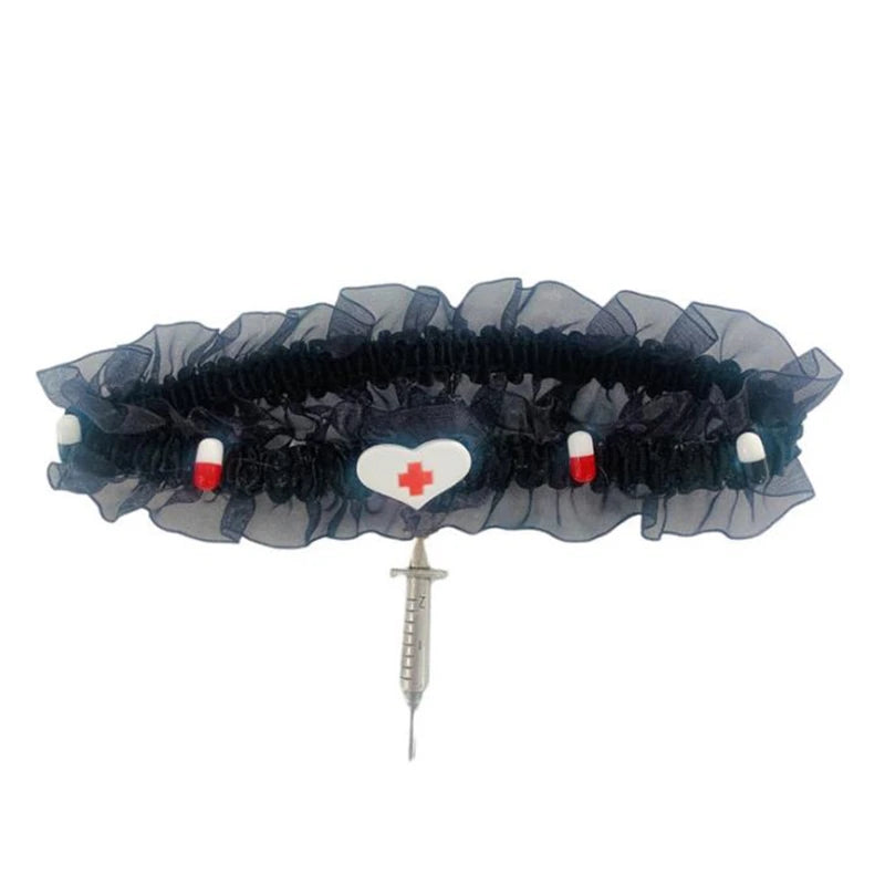 Metal Syringe Charm Necklace Lace Choker Gothic Costume