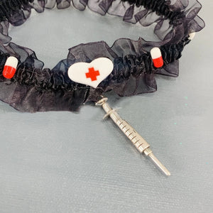 Metal Syringe Charm Necklace Lace Choker Gothic Costume