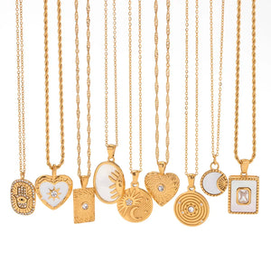 Stainless Steel CZ Pendant Necklace PVD Plated Waterproof