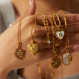 Stainless Steel CZ Pendant Necklace PVD Plated Waterproof