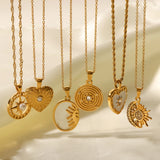 Stainless Steel CZ Pendant Necklace PVD Plated Waterproof