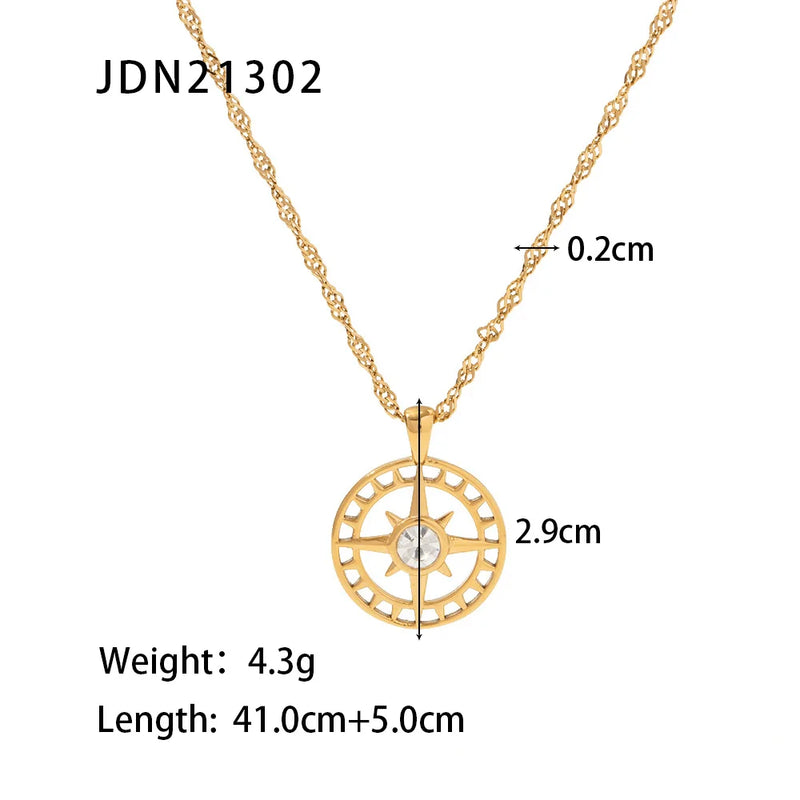 Stainless Steel CZ Pendant Necklace PVD Plated Waterproof