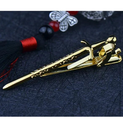 Gun-Black Big Sword Tie Clip Men's Accessories