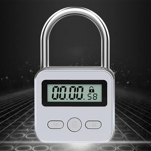 Metal Timer Lock LCD Display Electronic Time 99 Hours USB Rechargeable Padlock