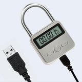 Metal Timer Lock LCD Display Electronic Time 99 Hours USB Rechargeable