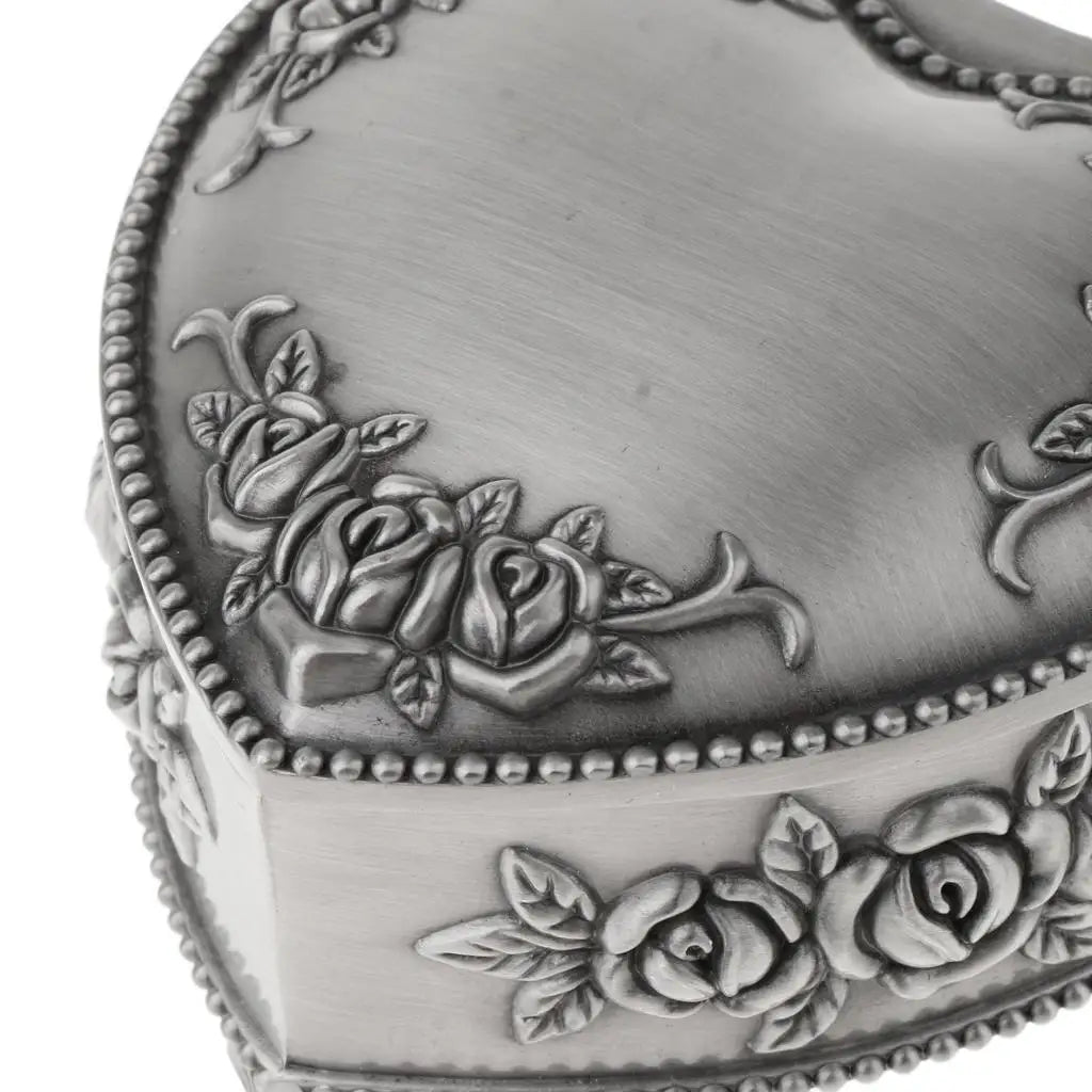 Vintage Love Heart Shape Jewelry Box, Travel Portable Chest Organizer