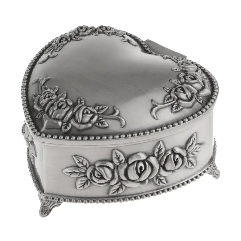 Vintage Love Heart Shape Jewelry Box, Travel Portable Chest Organizer