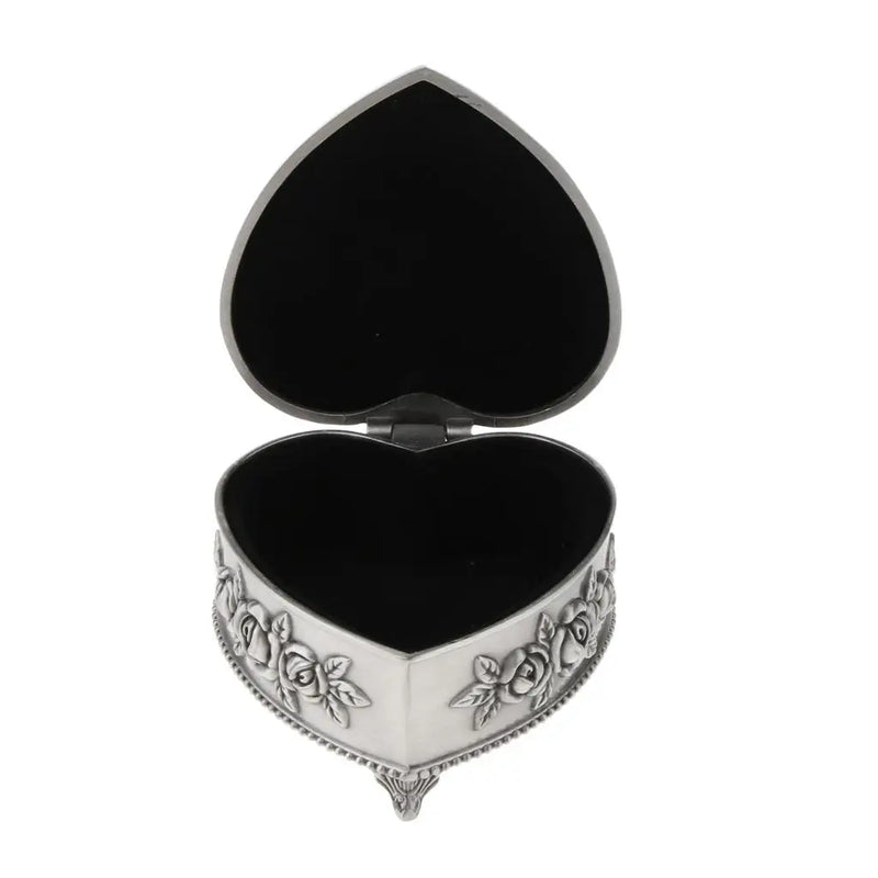 Vintage Love Heart Shape Jewelry Box, Travel Portable Chest Organizer