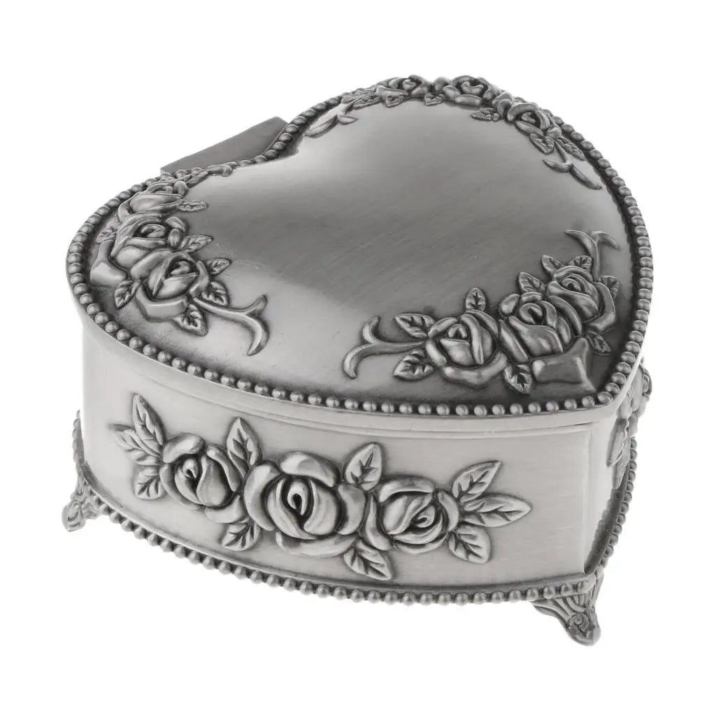 Vintage Love Heart Shape Jewelry Box, Travel Portable Chest Organizer